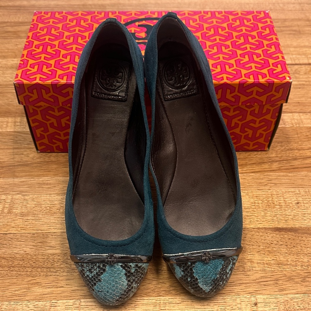 Tory Burch Pacey Driver Ballet Flat, Suede/Snake Print, 9